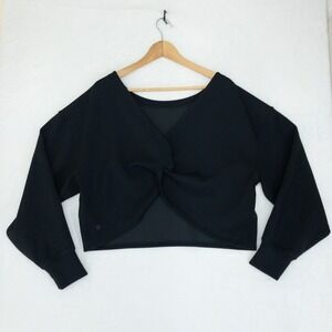 Lululemon Twist Back To Front Pullover Womens Size 10 Black Cropped Long Sleeve